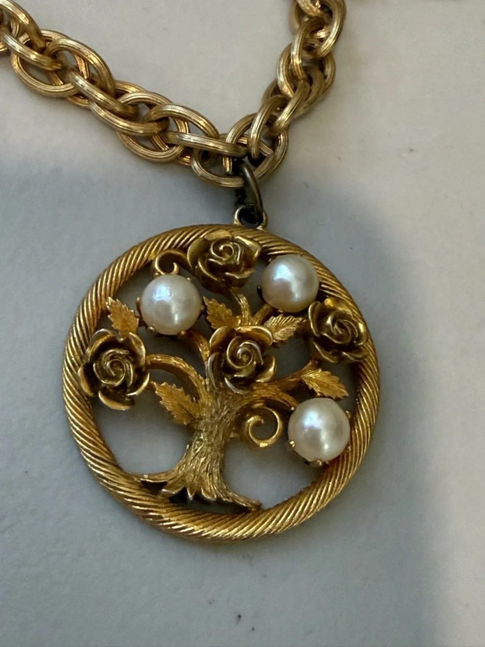 Vintage Tree of Life Charm Bracelet‎ By Lisner Gold Tone